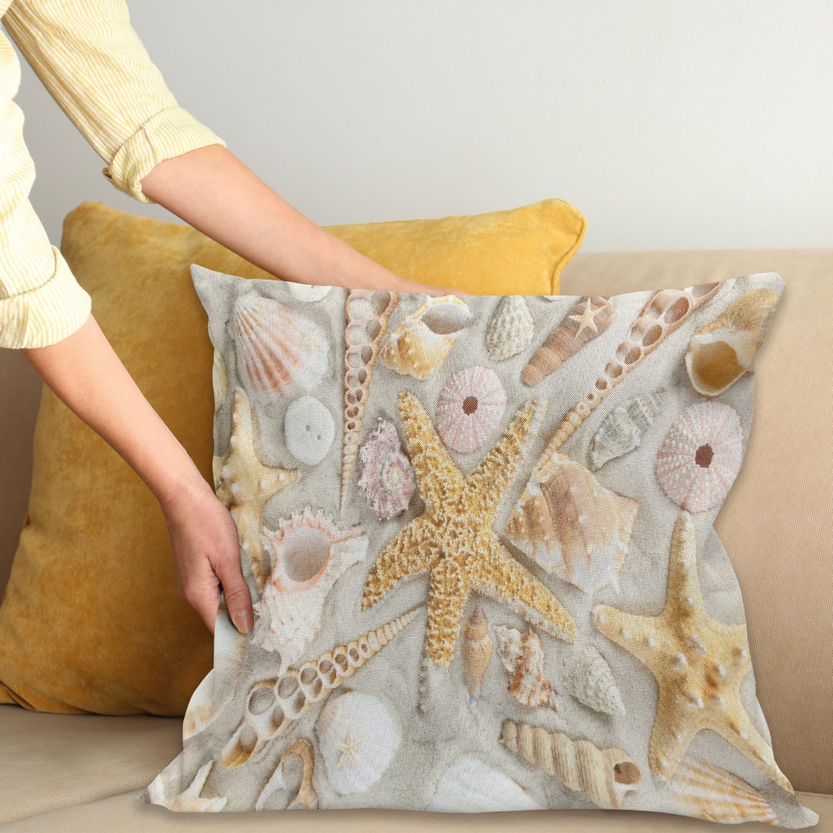 ABAKUHAUS Vintage Sierkussenhoes Set van 4, Boheems Ornamenteel Bladeren Dahlia Patroon Geometrisch Kunst Curlicue Motief, Modern Accent Dubbel-Dubbelzijdig Digital Print, 24", Donker Roze en Khaki