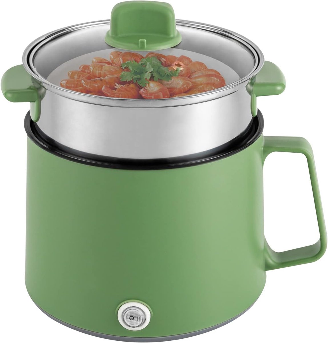 Elektrische hot pot, 1,7 l, mini-multikoker, anti-aanbaklaag, elektrische hot pot, draagbare elektrische kookplaat met stoomglazen deksel, dubbele vermogensregeling voor thuis, kantoor