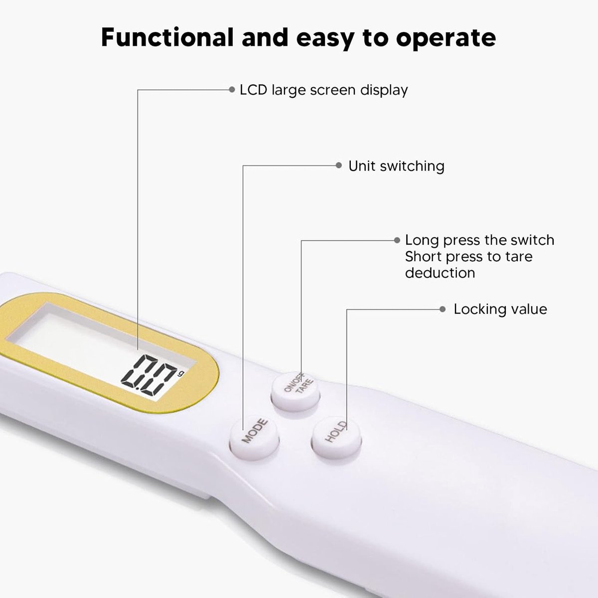Digitale lepel weegschaal, keuken digitale maatbeker voedselweegschaal gewicht van 0,1 gram tot 500 gram multifunctionele kleine digitale lepel weegschaal