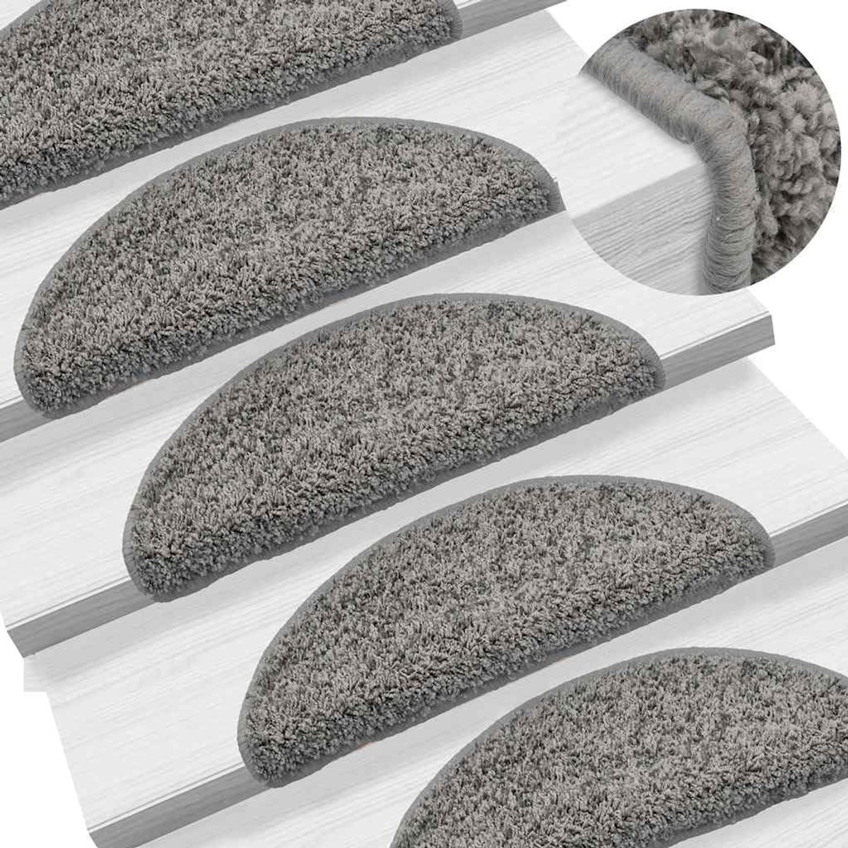 Trapmatten, traptreden, antislip, geluidsabsorberend, wasbaar, opvouwbaar, met dubbelzijdig plakband voor trappenhuis, grijs, 56 x 17 x 3 cm, 30