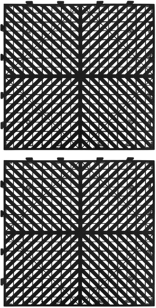 2 stuks in elkaar grijpende splitsvloermatten: kunststof drainagetegels 16x16" - antislip modulaire vloerbedekking, drainageband voor patio, zwembad, douche, badkamer, balkon, garage