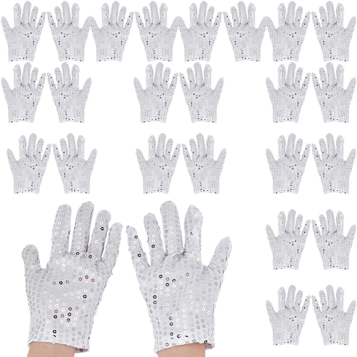 Handschoenen wit mesh glitter handschoenen