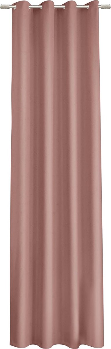 Gordijn, set van 2, poederroze, 140 x 250 cm, inslagringen, ondoorzichtig, gordijn voor woonkamer en slaapkamer, 2 gordijnen