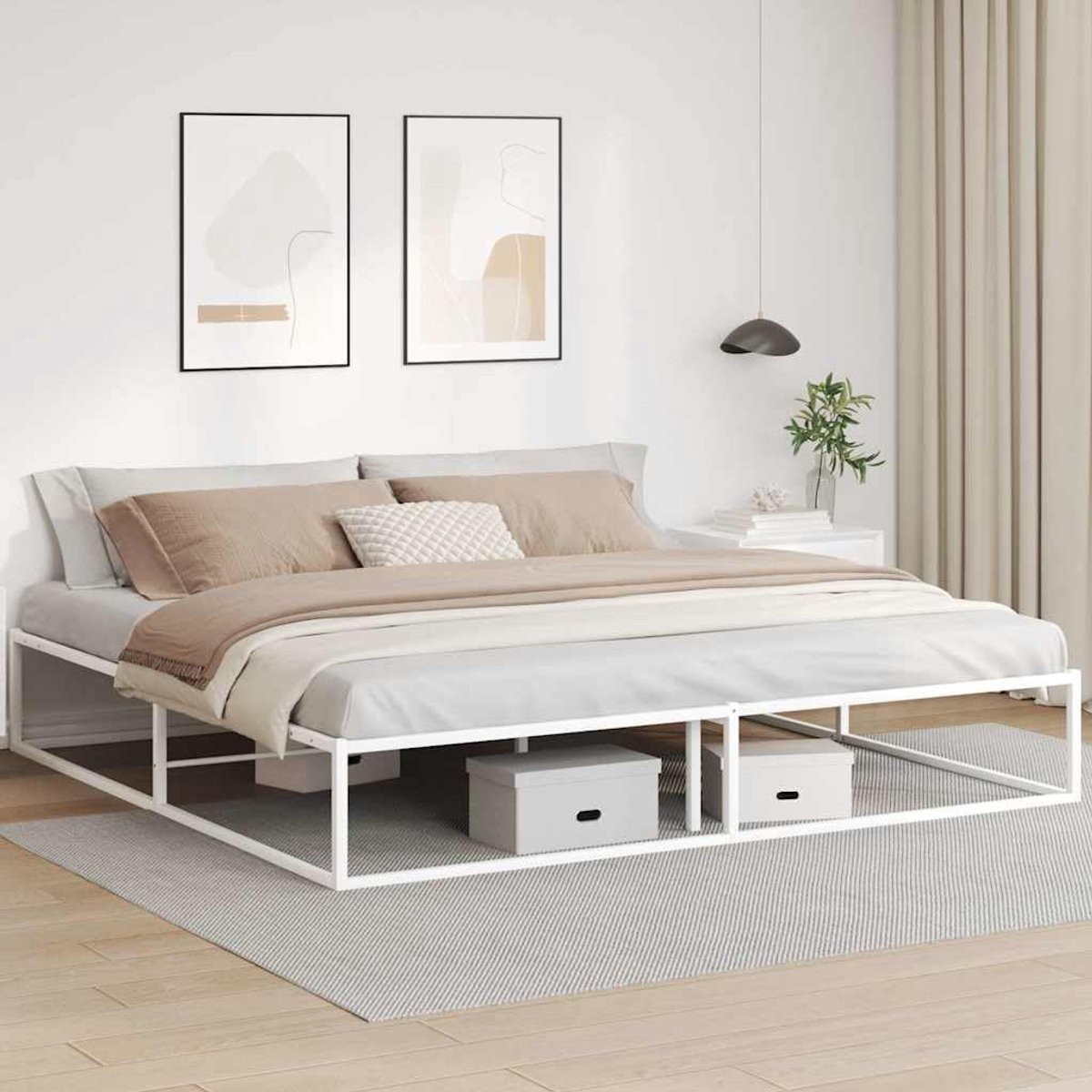 Metalen Bedbodem met Multiplex Latten, Slaapkamerplatform op Woonkamerplatform, Kinderen, Jongeren en Kleine Ruimtes, Ma (200x200 cm)