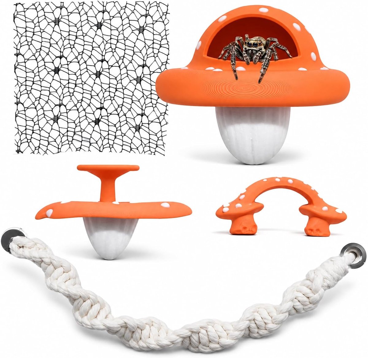 Terrarium Accessoireset 5-delig - sterke magneten - paddenstoel klimdecoratie - creëer een natuurlijk leefgebied - ShopVlot