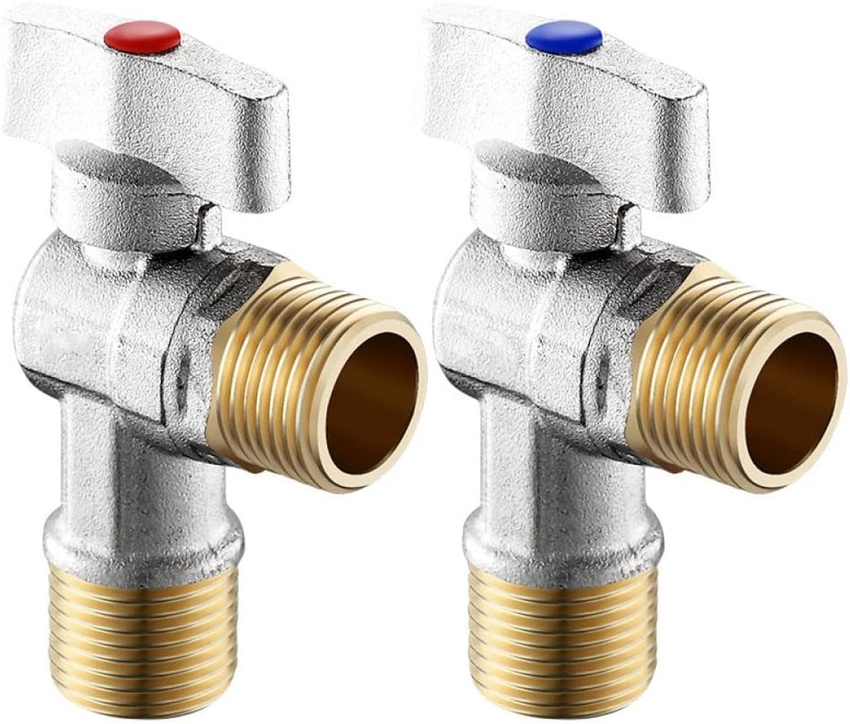 Heet en koud water regelklep Messing stroom hoek klep Drieweg vulklep voor badkamer Wc gootsteen Kraan Hardware vulling, blauw good