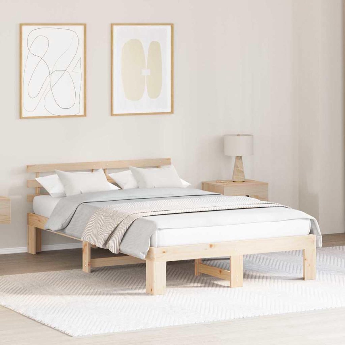 Grenenhout minimalistisch design Naturel 135 x 190 cm