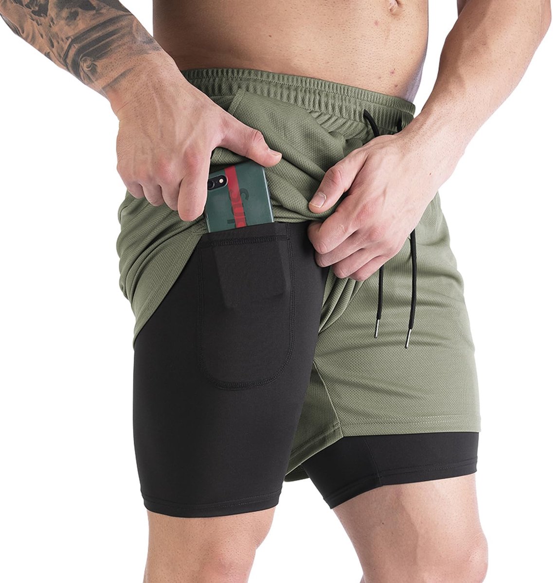 Shorts, sneldrogende joggingbroek, korte sportbroek, zomerbroek, sweatbroek, ademende loopshorts, trainingsbroek voor fitness, hardlopen, gym voor de zomer