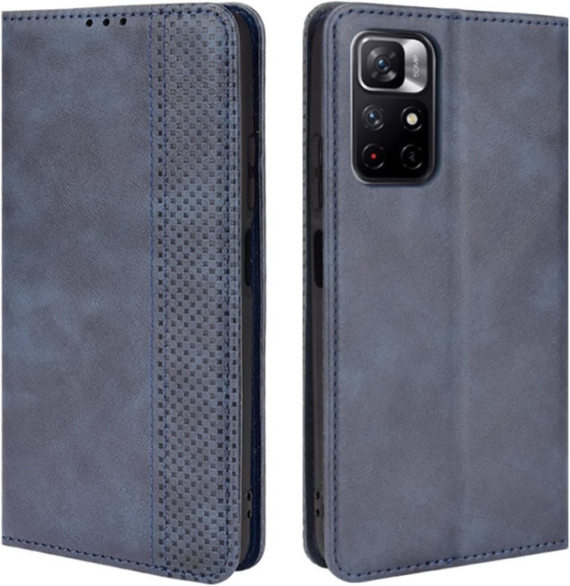 Hoes voor Xiaomi Poco M4 Pro 5G Hoesje Bookcase, Retro PU Lederen Magnetic Shockproof Flip Leather Wallet Book Case voor Xiaomi Poco M4 Pro 5G Telefoonhoes (Blauw)