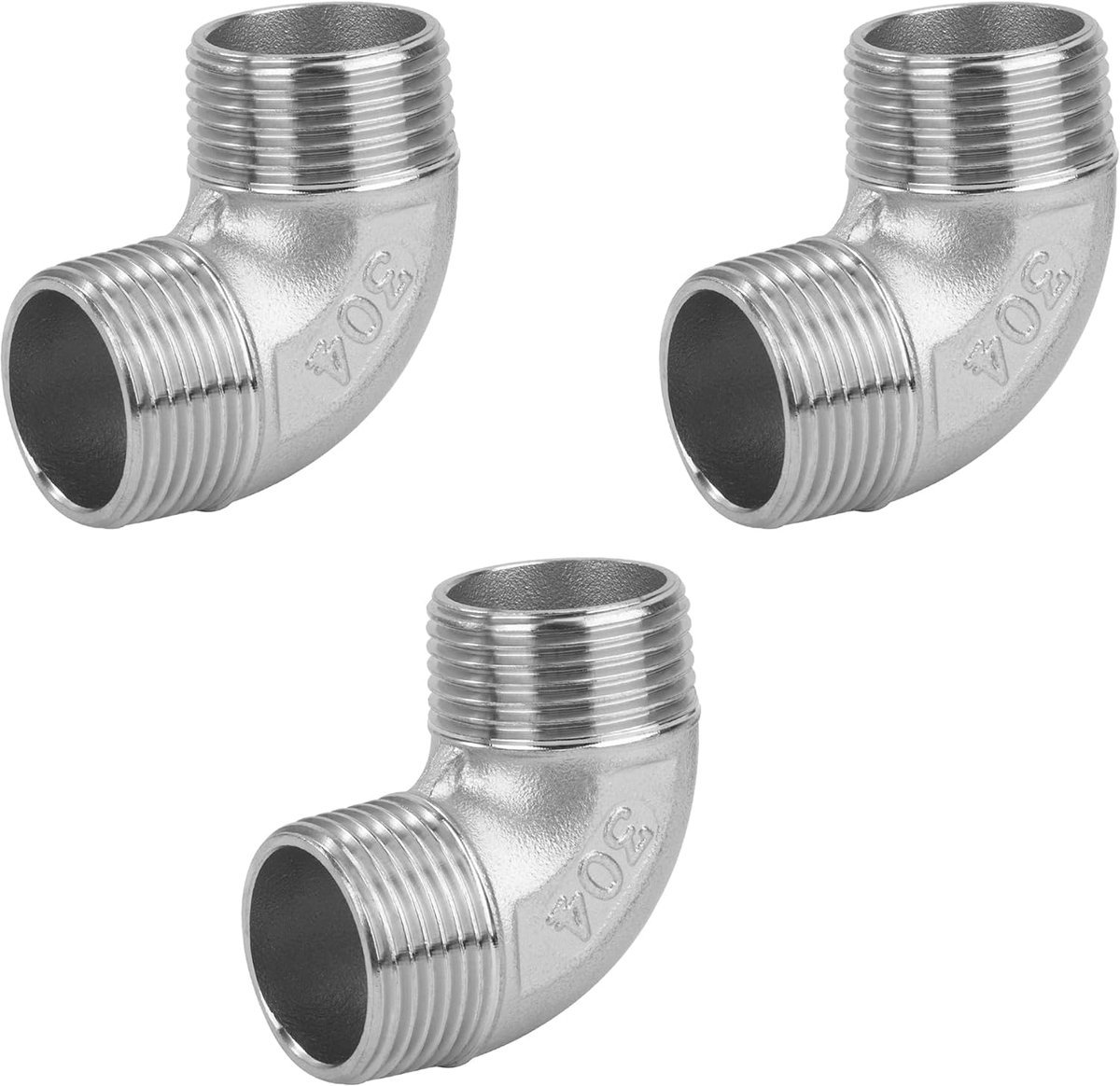 Hoekfitting van roestvrij staal, 3-delig, 3/4 inch mannelijk tot 0,91 cm mannelijke schroefdraad, elleboog roestvrij staal 304, slangaansluiting 90 graden, loodgietersaansluiting voor water, lucht