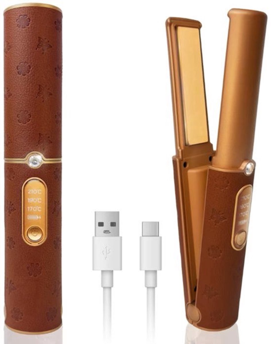 Draadloze Stijltang Roze - 5000 mAh Batterij - Titanium 3D Zwevende Platen - USB-C Opladen - Compact Mini Stijltang