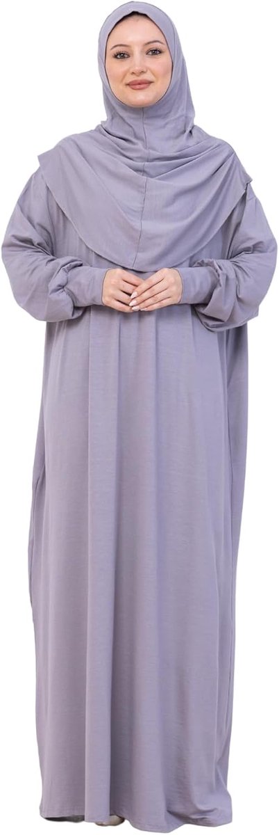 Gebedskleding met hijab voor dames, katoen moslim abaya voor vrouwen, zachte hoofddoek, gebedsjurk, elegante Turkse islamitische jurk, Eid, Ramadan, Umrah, Hajj