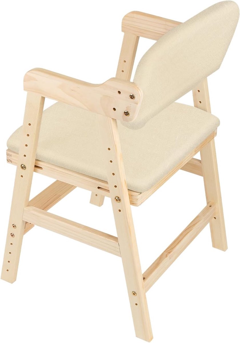 Eetkamerstoel van hout voor kinderen met dienblad, kinderstoel voor baby's en peuters, ergonomisch, gemakkelijk te reinigen, robuust, universeel design, 48 * 46 * 78cm - Beige