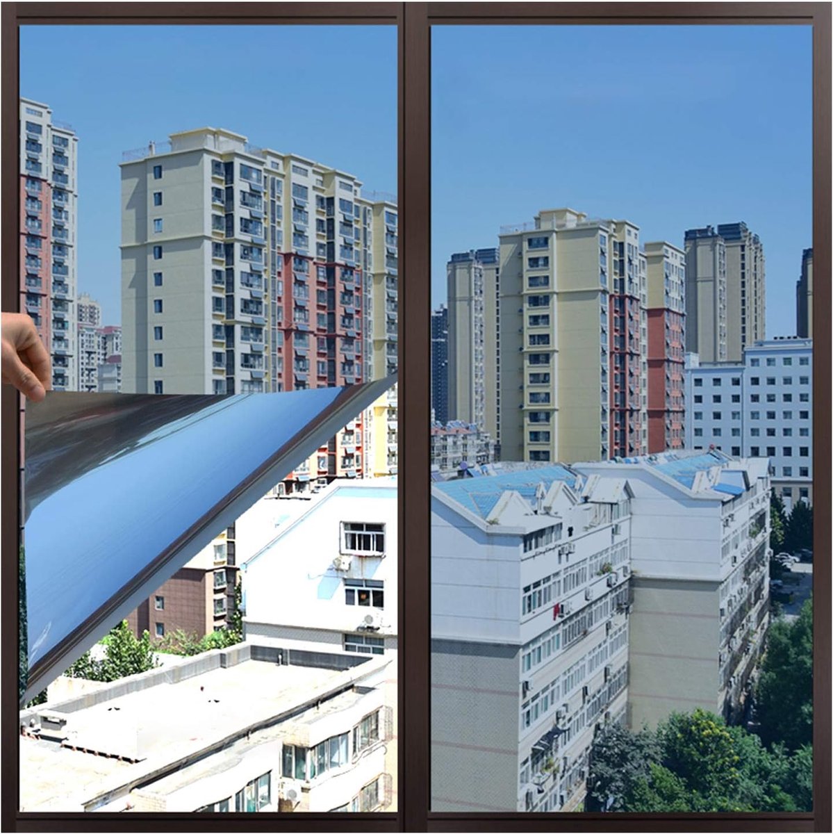 Window Film Zilver Reflecterende One Way Spiegel Effect Dag Tijd Privacy Sticker Zelfklevende Warmtecontrole Film Anti UV Voor Kantoor Of Thuis-Ijs kristal blauw 0.9x3m