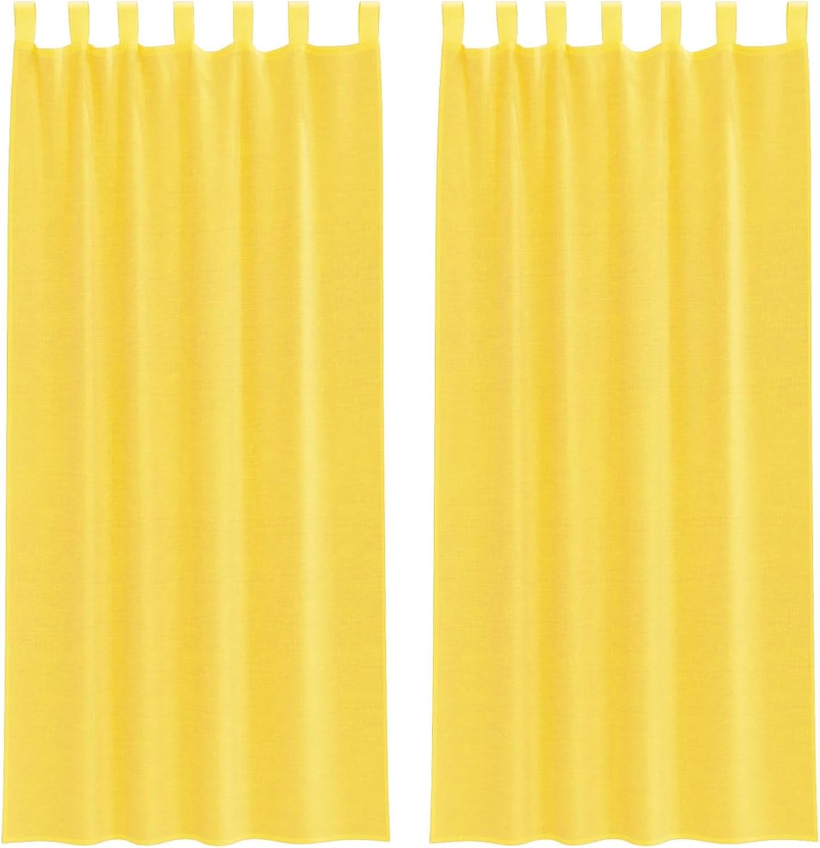 Gordijnen, 2 stuks, geel, 100% polyester, 140 x 245 cm, semi-doorlatend, lichtdoorlatend, gordijn met stangtas voor woonkamer, slaapkamer, keuken