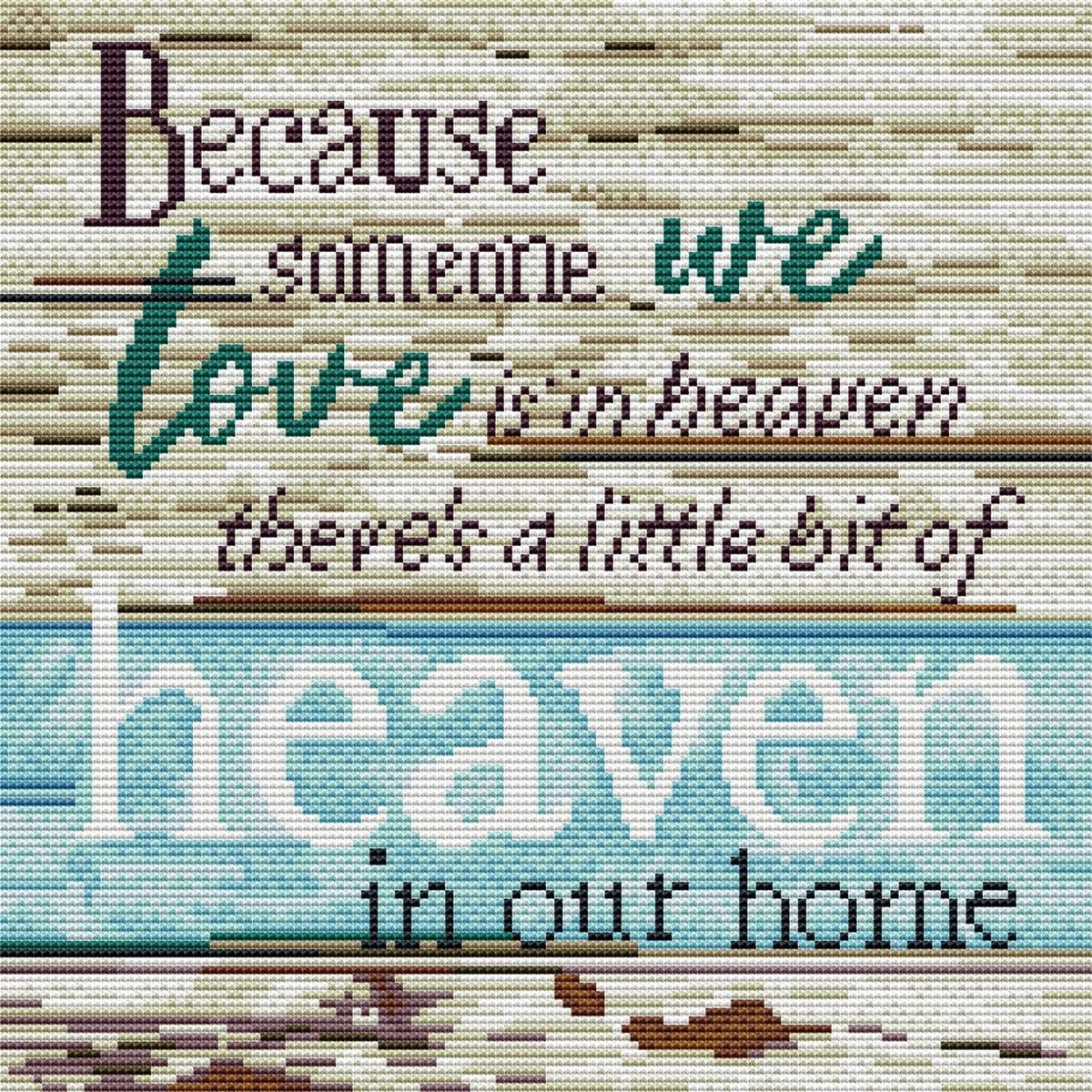 Kits voor volwassenen beginners, omdat iemand we houden van de hemel DIY voorbedrukte kruissteek borduurset met accessoires muur decor 30x40cm (woord)