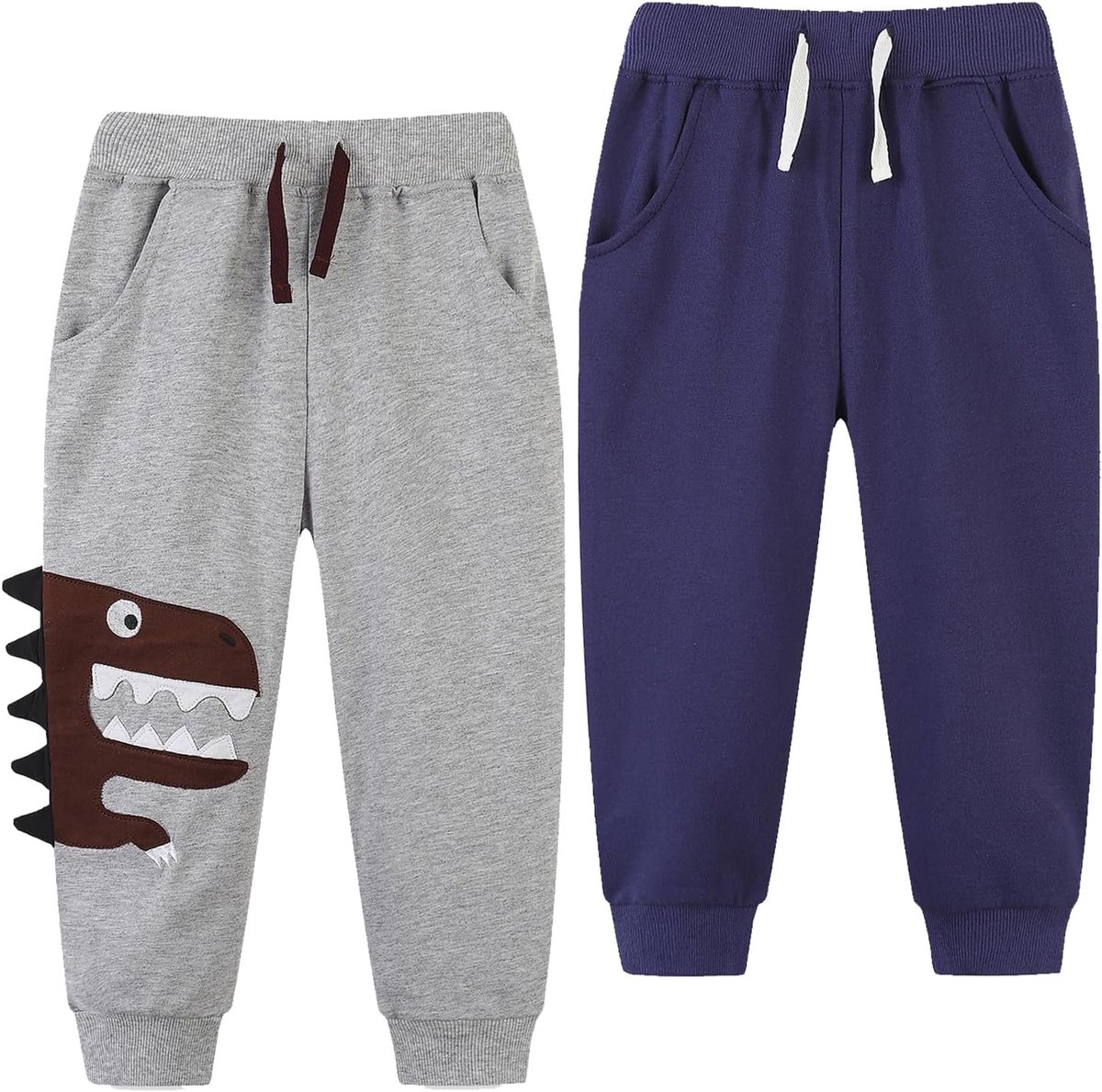Pakket van 2 Jongens Sweatpants Dinosaurus Jongens Sportbroeken Jongens Trackpants Jongens Lange Broeken 100% Katoen 2-7 jaar