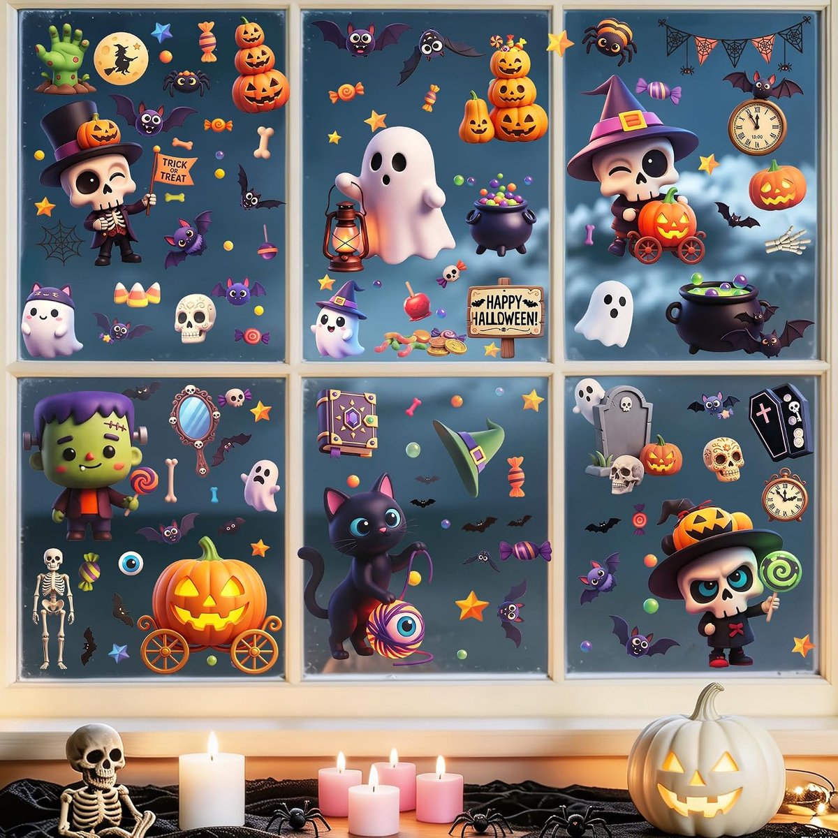 Raamstickers, monster, skelet, glas, decoratie