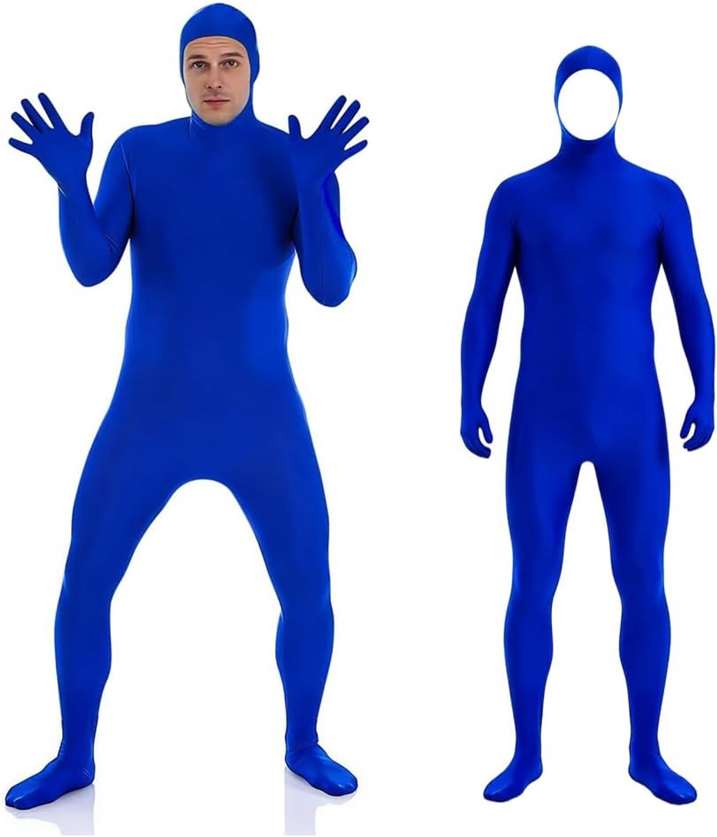 Pak voor volwassenen, full-body pak voor dames en heren, blauw, open gezicht, cosplay, jumpsuit, Greenscreen, open gezicht, bodysuit, Lor-ax, kostuum voor cosplay, Halloween