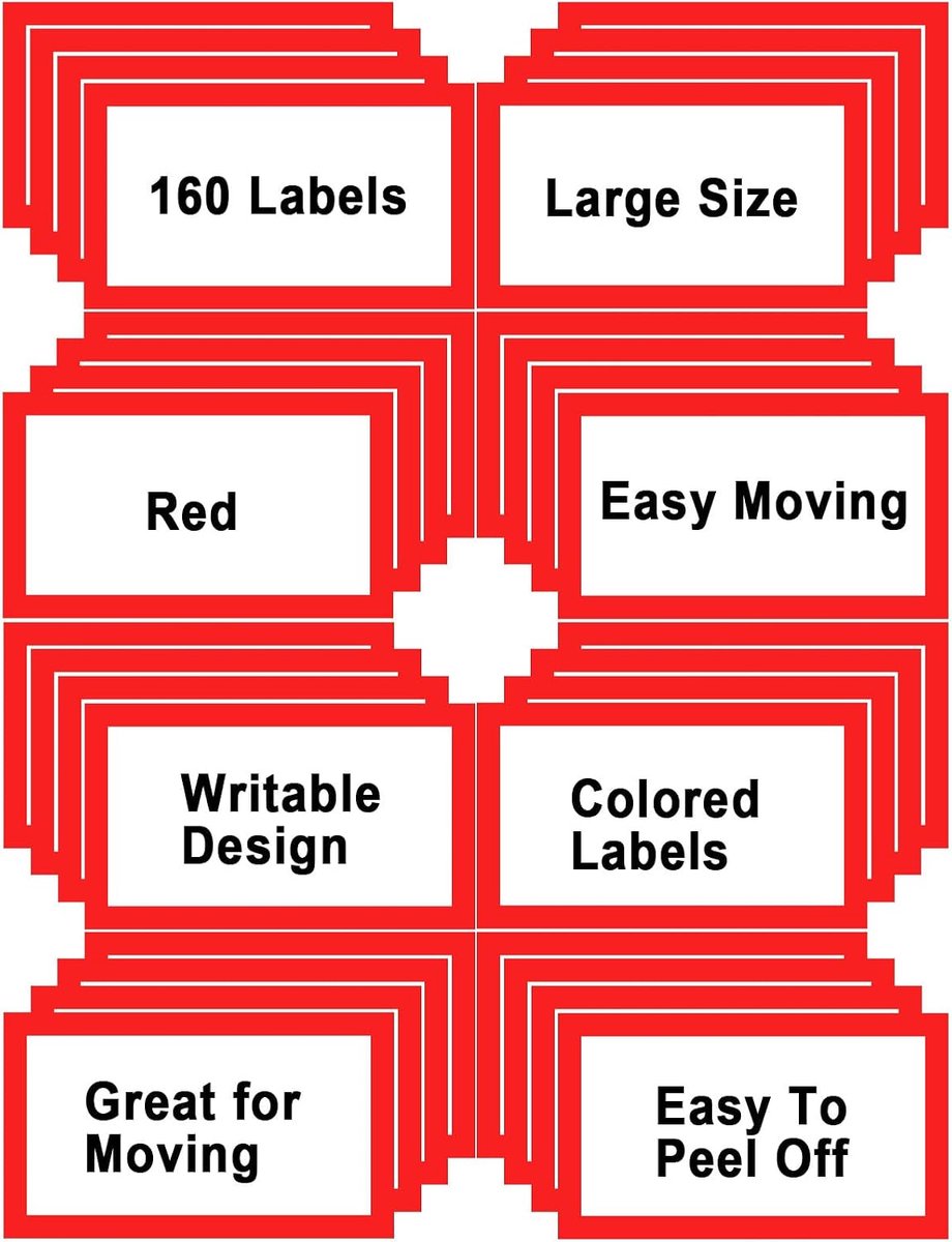 6 x 4 inch grote bewegende etiketten voor dozen, blanco verhuisdozen etiketten stickers, 160 stuks 8 kleurgecodeerde bewegende stickers verpakkingsetiketten stickers voor thuisorganisatieprojecten