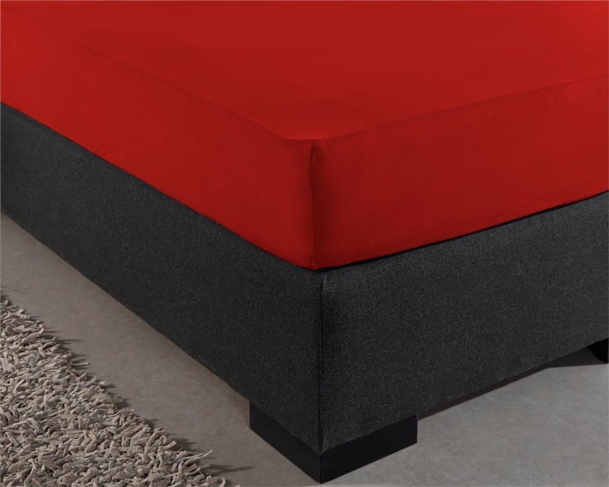 Hoeslaken 100% Katoen, Voor Standaard Matrassen tot 30cm, Vochtabsorberend en Warmteregulerend, Rood, 80 x 200 cm