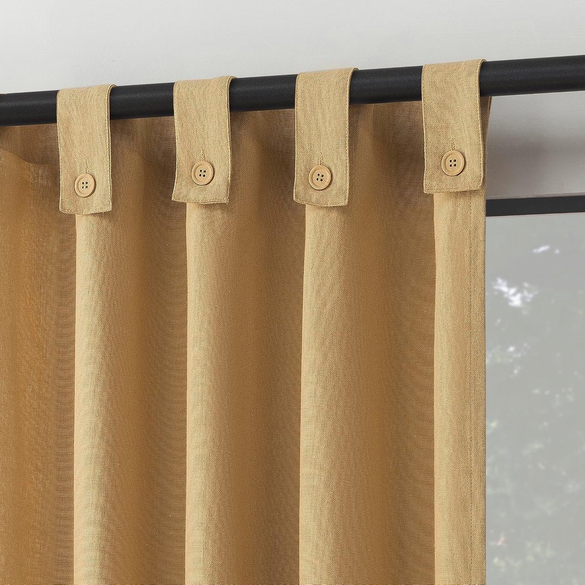Katoenmix knop tab bovenste gordijnpaneel, 101,6 cm x 84, Camel