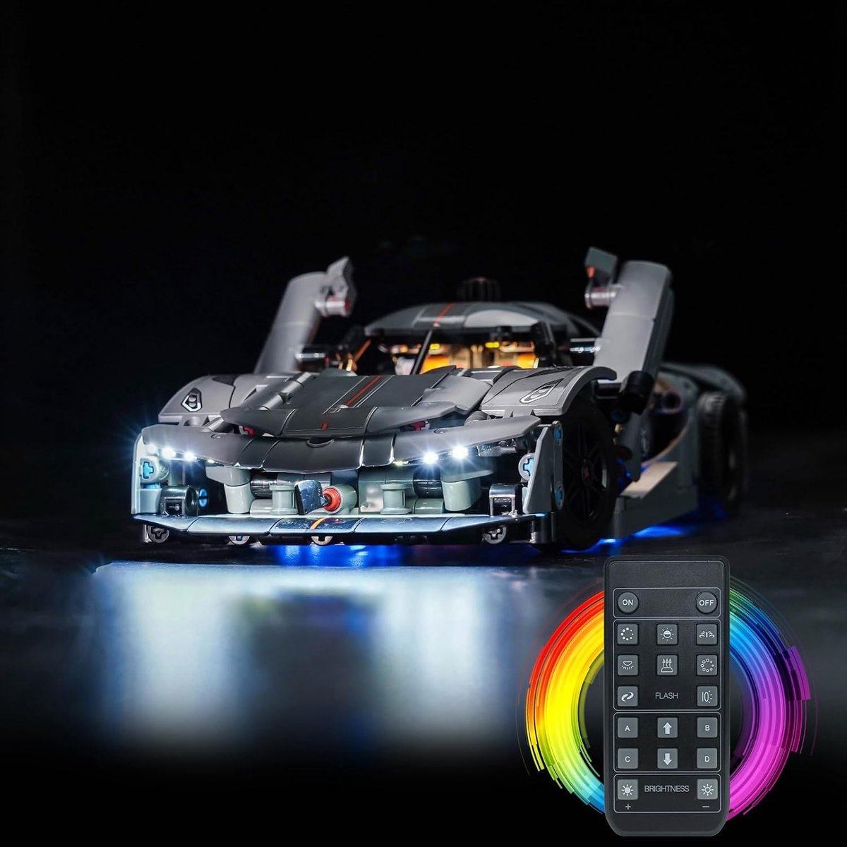 Lichtset Compatibel met Lego 42173 Koenigsegg Jesko Absolut Grey Hypercar (niet model), LED-verlichtingsset compatibel met Lego Technic Koenigsegg Jesko Absolut Grey Hypercar
