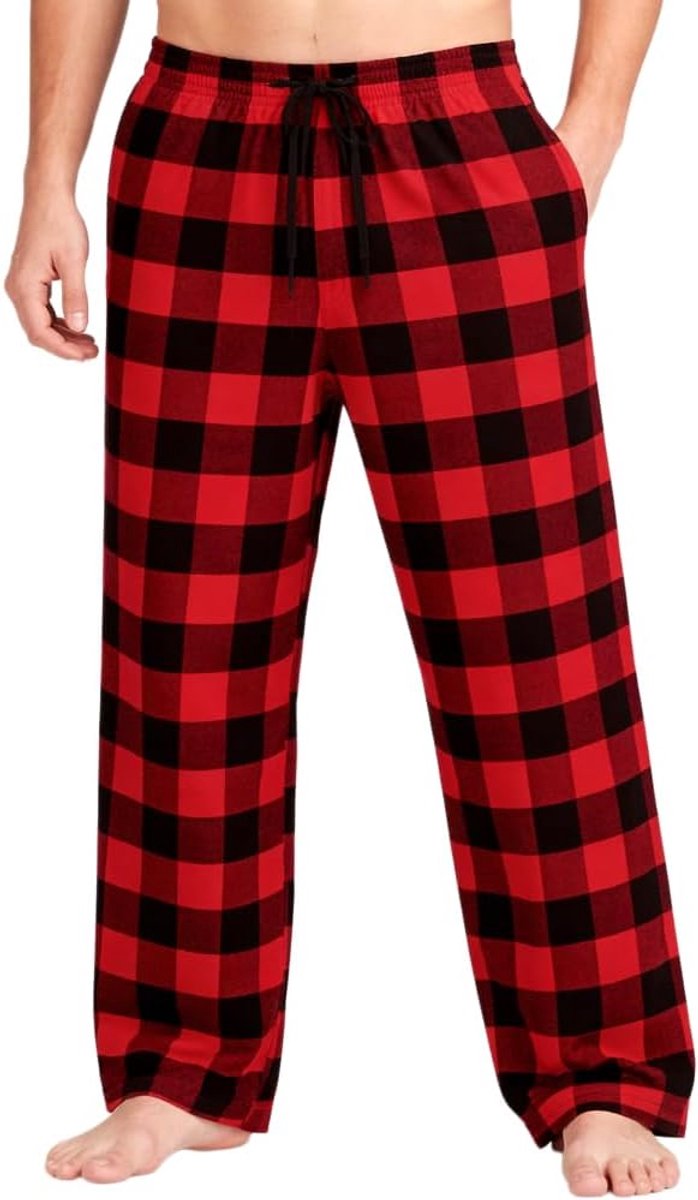 Flanellen Pyjamabroek 100% Katoen, Geruit, Zacht & Ademend, Met Trekkoord & Zakken Winter Slaapkleding