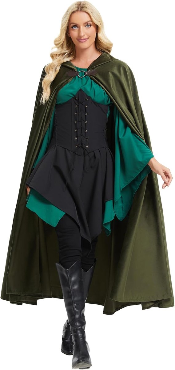 Renaissance, cape met capuchon, fluweel, mantel voor mannen en vrouwen, Victoriaanse steampunk, middeleeuwse cosplay cape