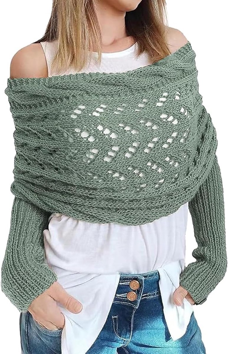 Damessjaal Pashmina Bohemian trui (groen)