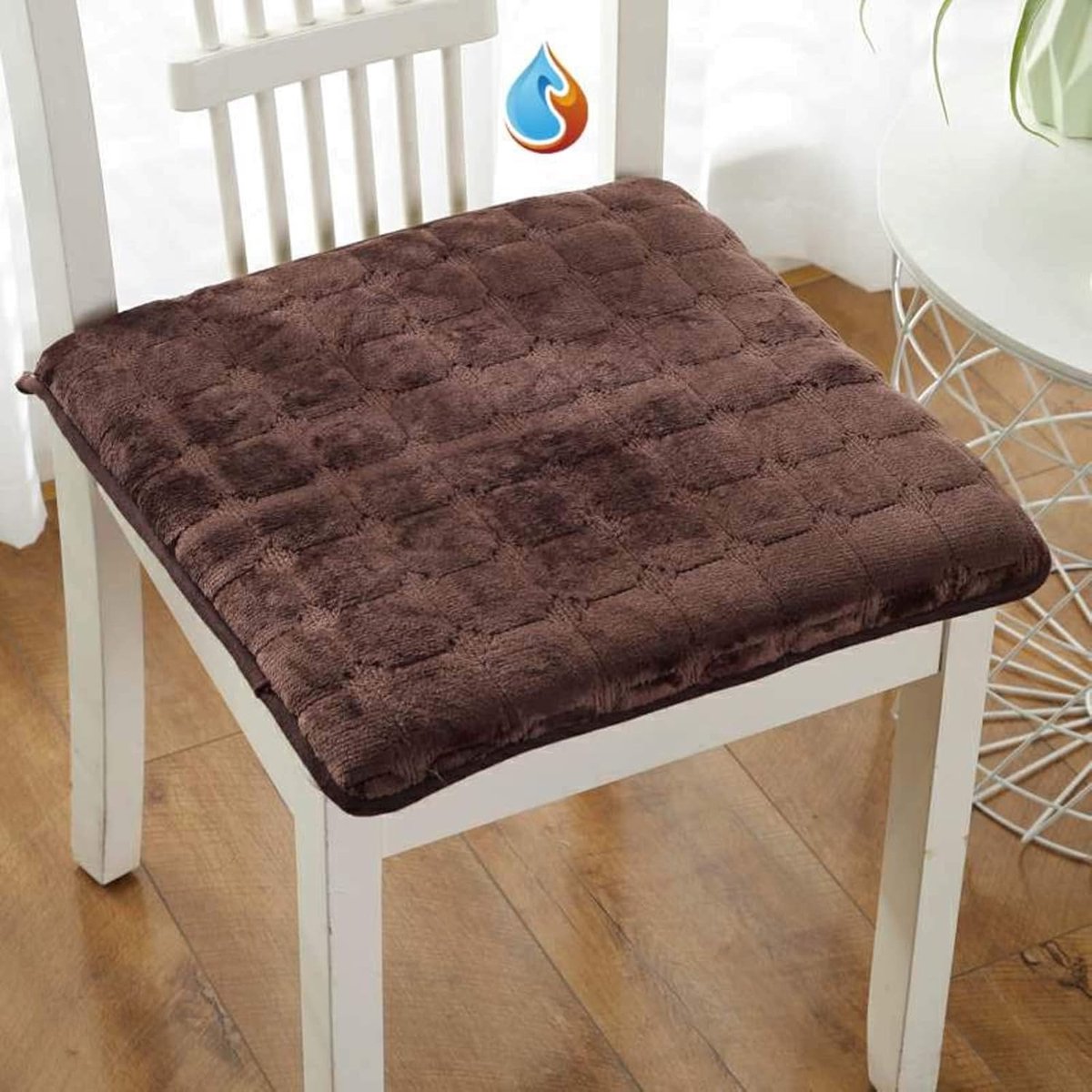 Dikke Eetkamerstoelkussens, Streep Effen Kleur Zachte Zitkussens Stoelen Gewatteerde Kussens Met Tie Voor Eetkamer Thuiskantoor Keuken Binnen-Koffie 50x50cm/15,7 "x15,7"