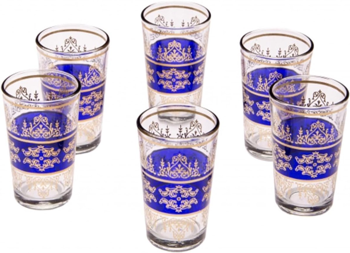 6x Orient-theeglas Marrakesh Blauw - set van 6