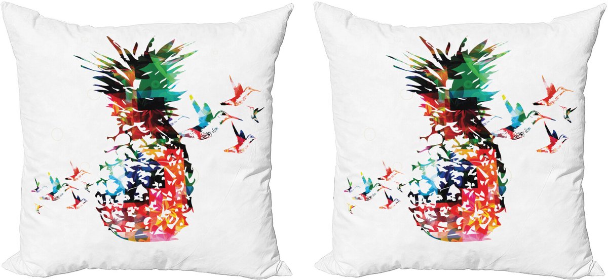 ABAKUHAUS Ananas Sierkussenhoes Set van 2, Modern geometrische Kunst, Modern Accent Dubbelzijdige Digitale Print, 45x45, Meerkleurig