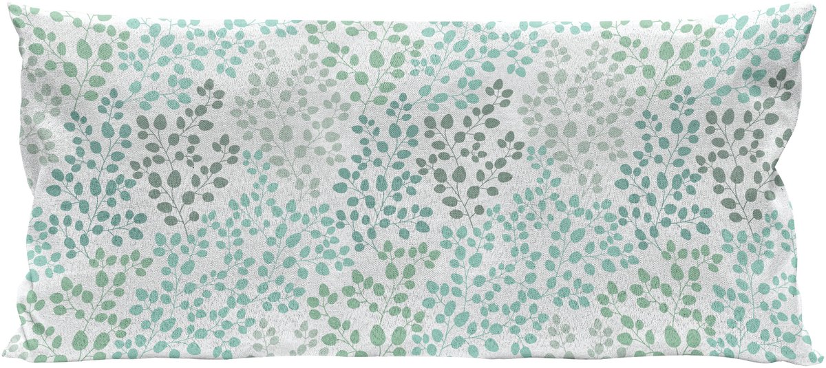 ABAKUHAUS Natuur Kussenhoes, Blad Braches Patroon, Kussenhoes met Ritssluiting en Dubbelzijdige Print, 90 x 40 cm, Salbeigrün Turquoise