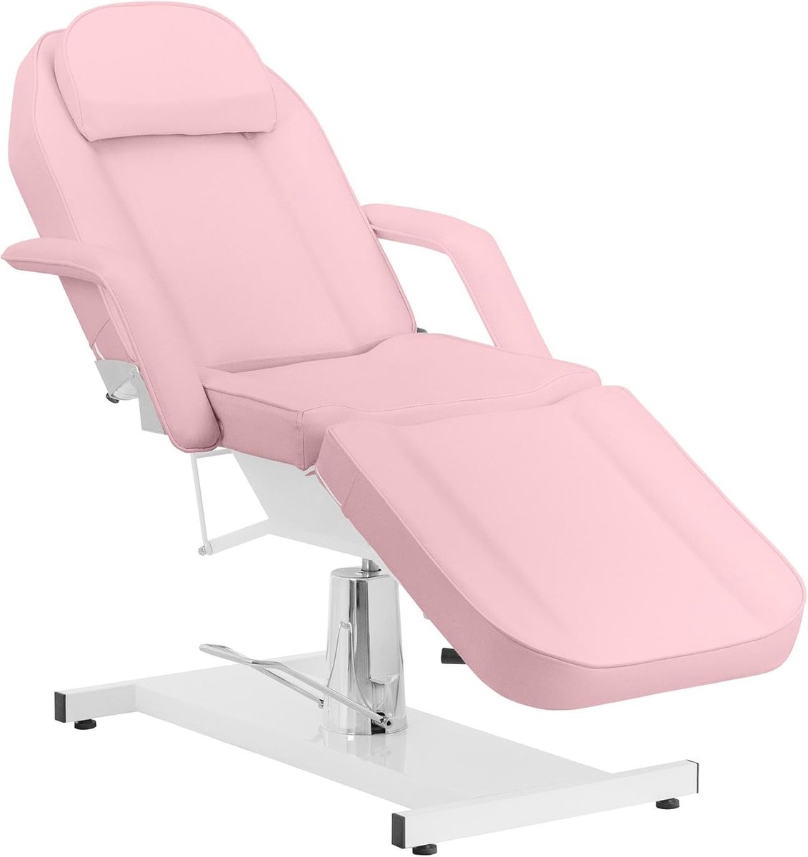 Cosmetische ligstoel, 200 kg, 360 graden draaibaar, hydraulisch hefmechanisme, roze, behandelingsligstoel, cosmeticastoel, therapieligstoel, tattoo-ligstoel