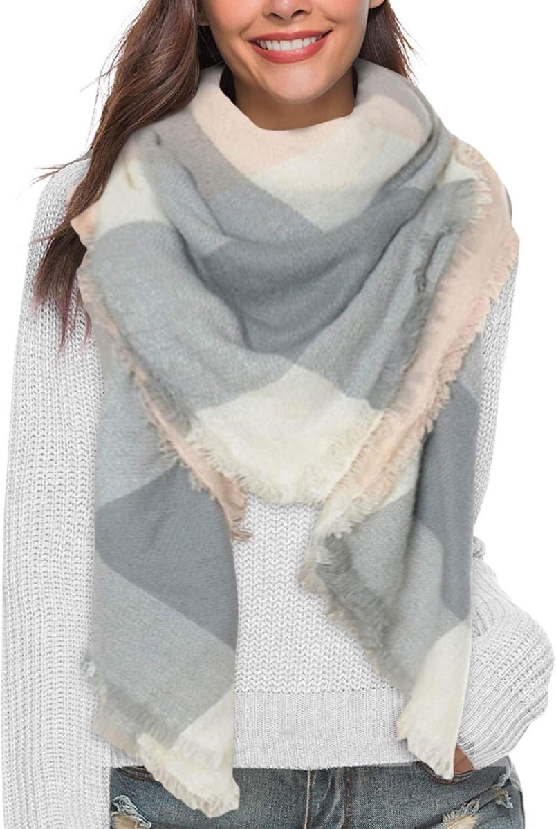 heekpek Vrouwen geruite sjaal hals warme grote Tartan Wrap stola kwastje Pashmina sjaal