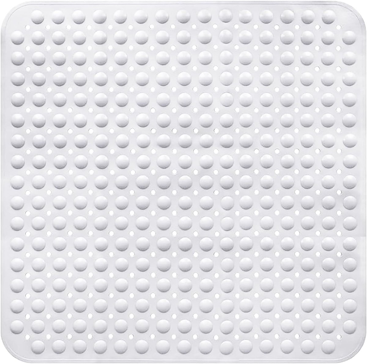Douchemat antislip, 80 x 80 cm, antislipmat douche van TPR met zuignappen, douchemat met afvoergaten en zuignappen, machinewasbaar, voor badkamertapijt, douches (wit)