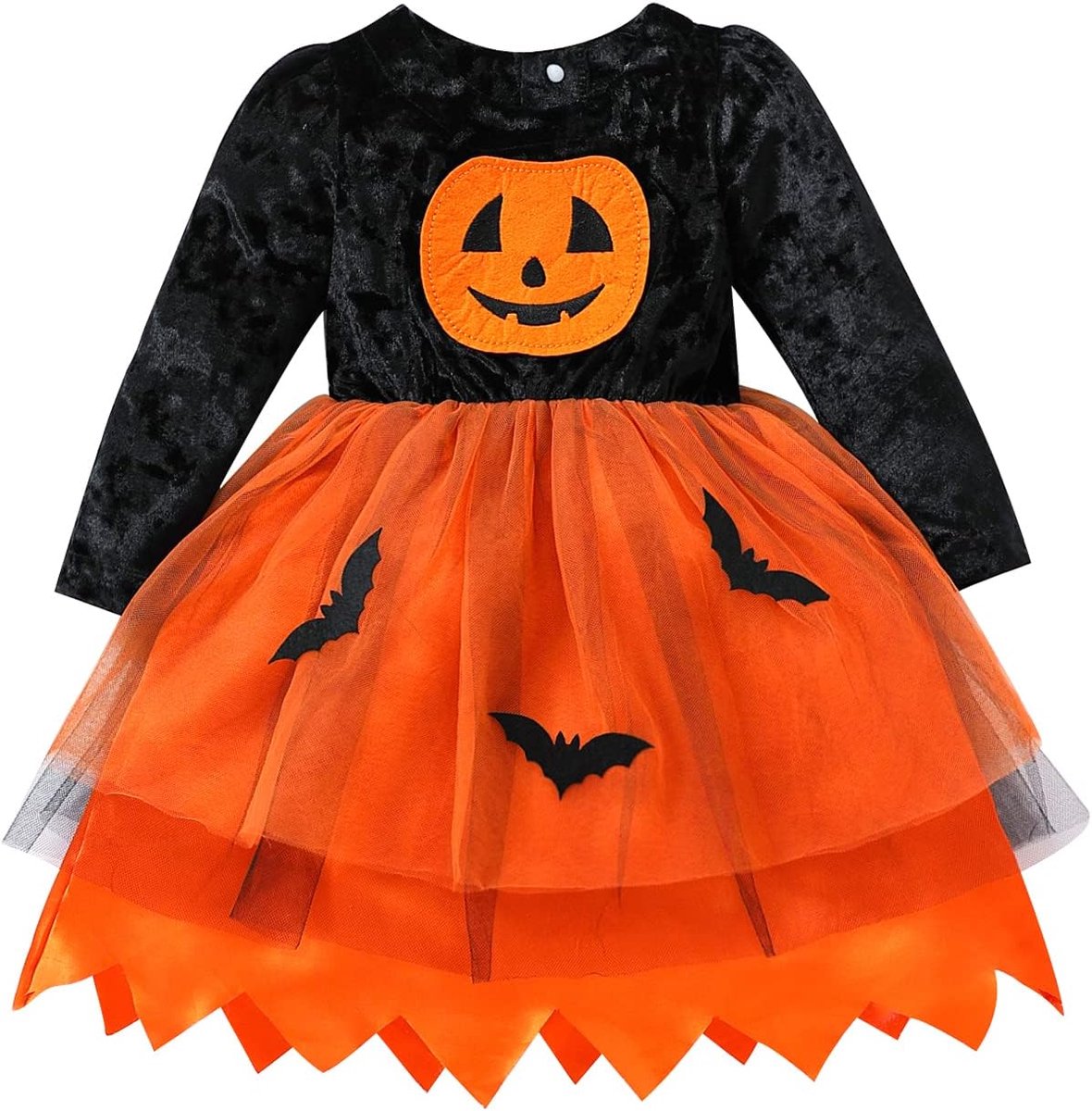 Tule jurk voor meisjes jurk pompoen print lange mouwen kostuum heks Halloween meisjesjurk tutu oranje carnaval party