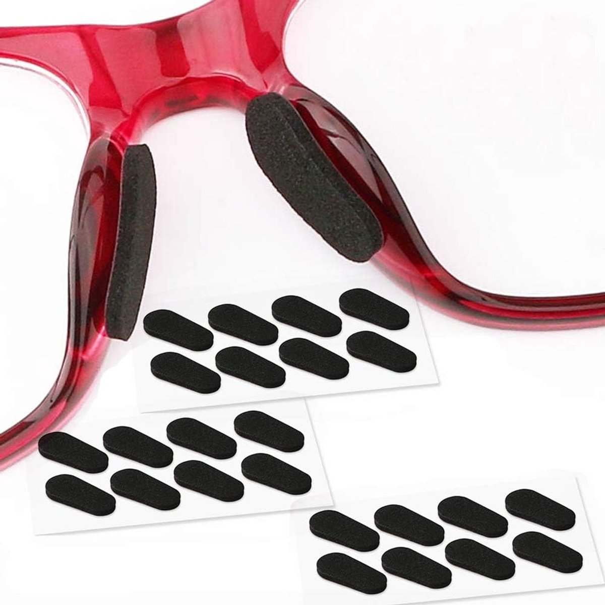 schuimrubberen neuspads zelfklevende anti-slip bril neuspads dunne neuspads voor brillen zonnebrillen brillen, 12 paar, 1,5 mm zwart