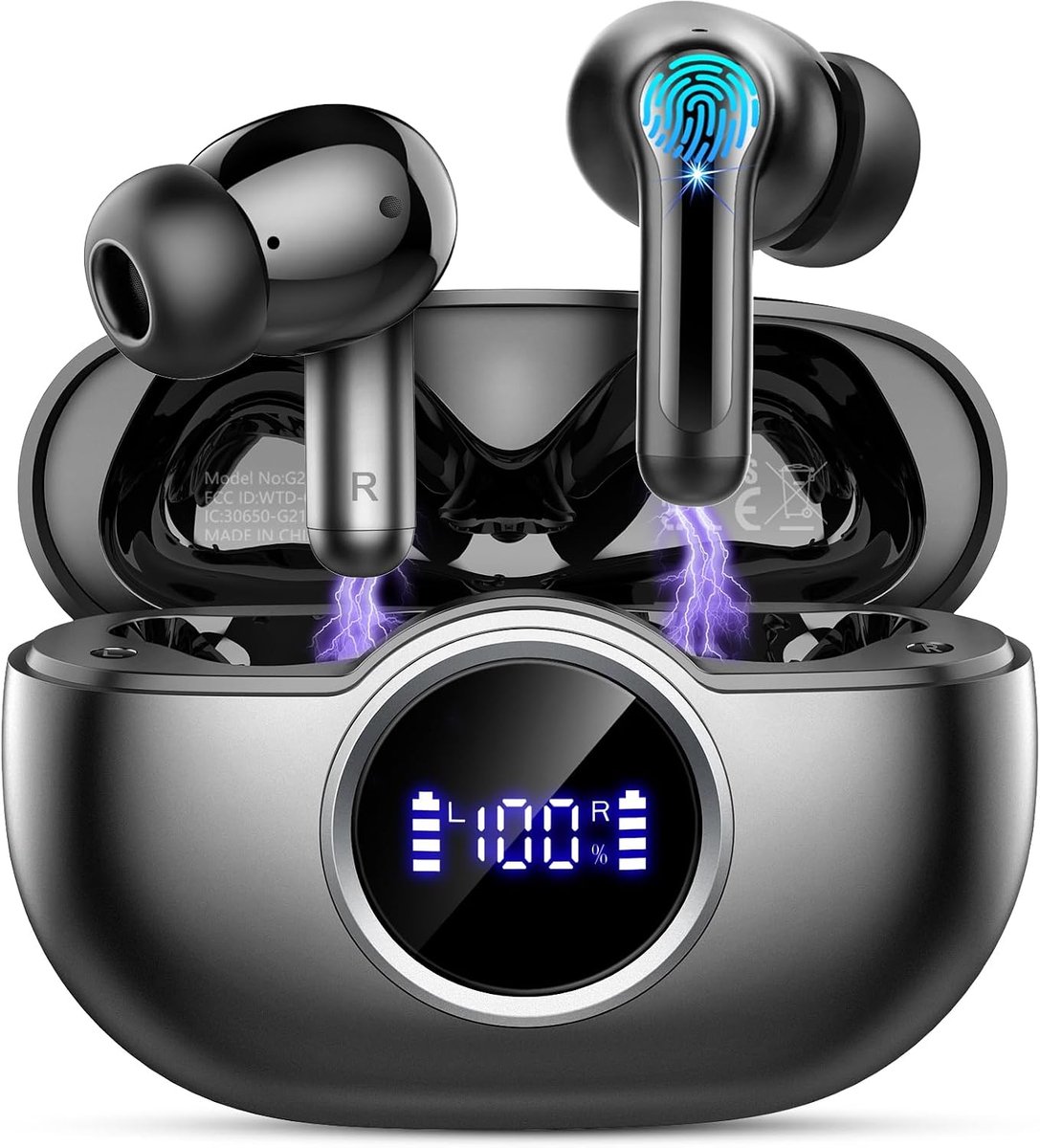 2026 Bluetooth-hoofdtelefoon, 50 uur diepe baskoptelefoon, draadloos, Bluetooth 5.4, 3,6 g, in-ear hoofdtelefoon, ENC ruisonderdrukking, microfoon, draadloze oordopjes, IP7 waterdichte oortelefoons
