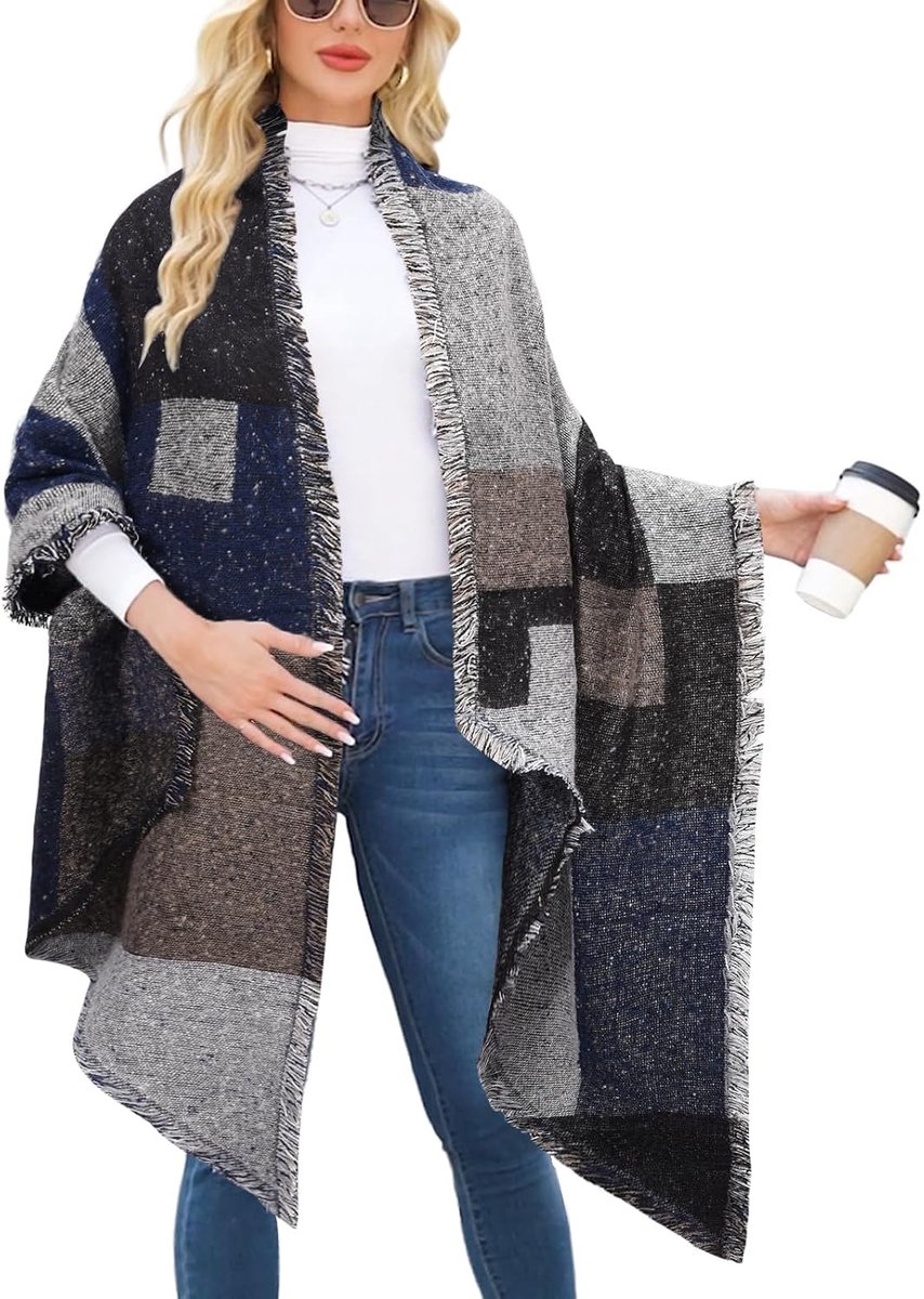 heekpek Dames sjaal deken sjaal cape winter sjaal met franjes en kanten uiteinden sjaal oversized sjaals dames winter ster sjaal oversized damessjaal lang