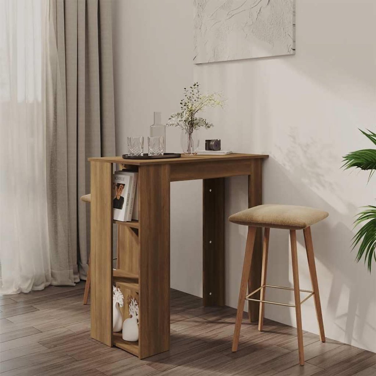 Tafel 102x50x103,5 cm bruin eiken 3 planken