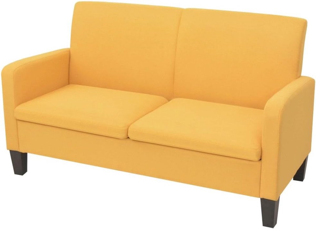 Moderne 2-zitsbank voor woonkamer/kantoor, slaapbank met fauteuil, 135 x 65 x 76 cm, geel