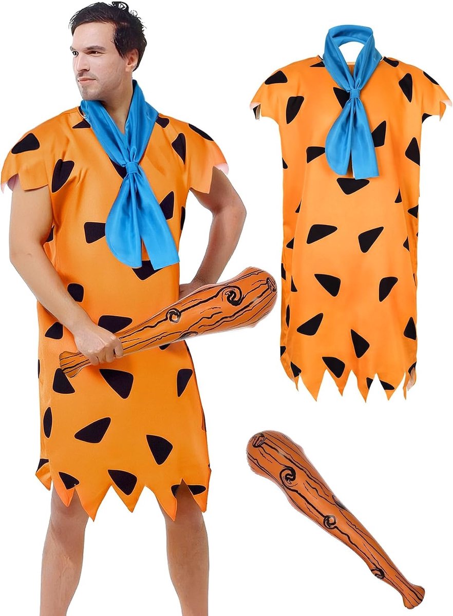 Kostuum voor volwassenen, stenen tijd, cosplay, outfits, opblaasbare club, stick, stropdas, voor vastenavond, verjaardag, party
