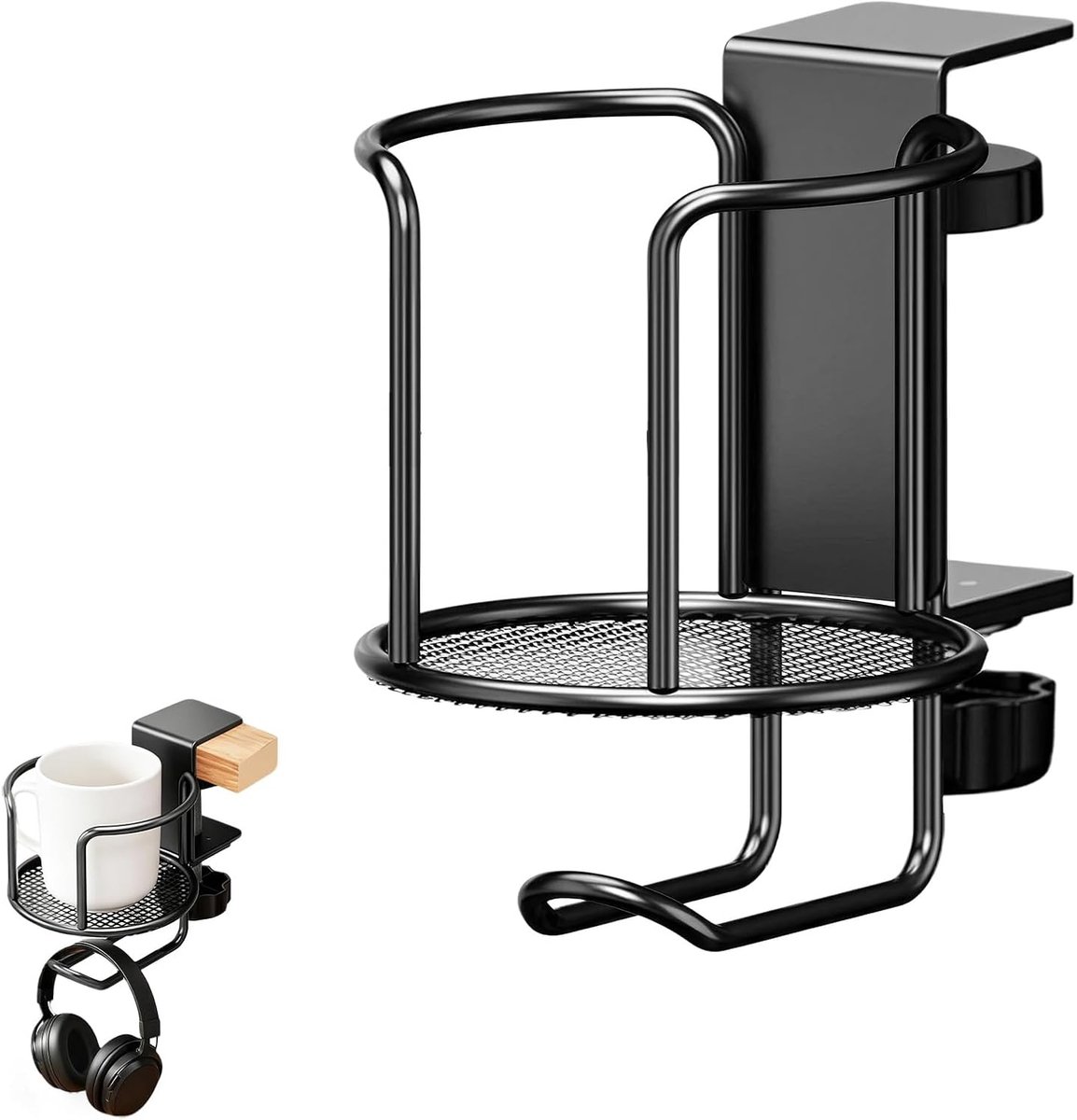 Bekerhouder voor kantoor, 2-in-1, vaste houder, bekerhouder en kantooraccessoires, praktisch en stabiel voor werktafel, thuiskantoor en professionele ruimte