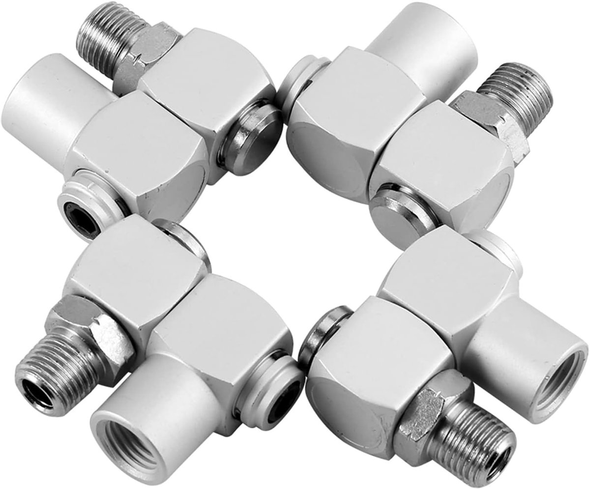 Lucht slang adapterset 4-delig aluminium 1/4 inch 360 graden