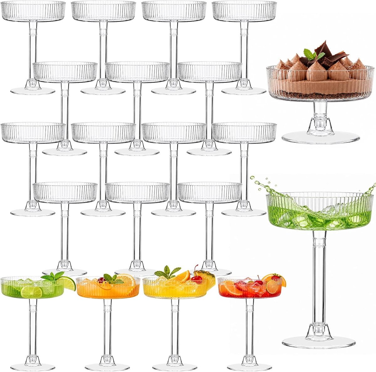 Martiniglazen, 30 stuks, plastic cocktailglazen, herbruikbaar