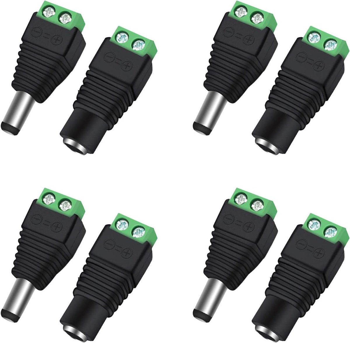 DC Plug en Socket 0.5 cm x 0.3 cm - 12V DC - 4 Paar - Adapter voor videobewakingscamera - Geschikt voor LED lichtbalken