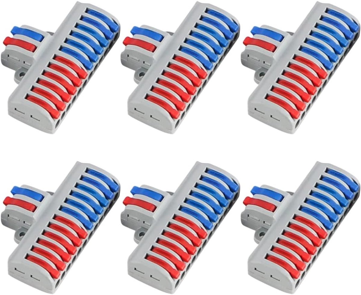 Kabelterminalklem 6 Pack - 2 Pure 12 Uitgangen - Leverbinding - Compacte Plug-in Aansluitingen voor Circuitverbindingen