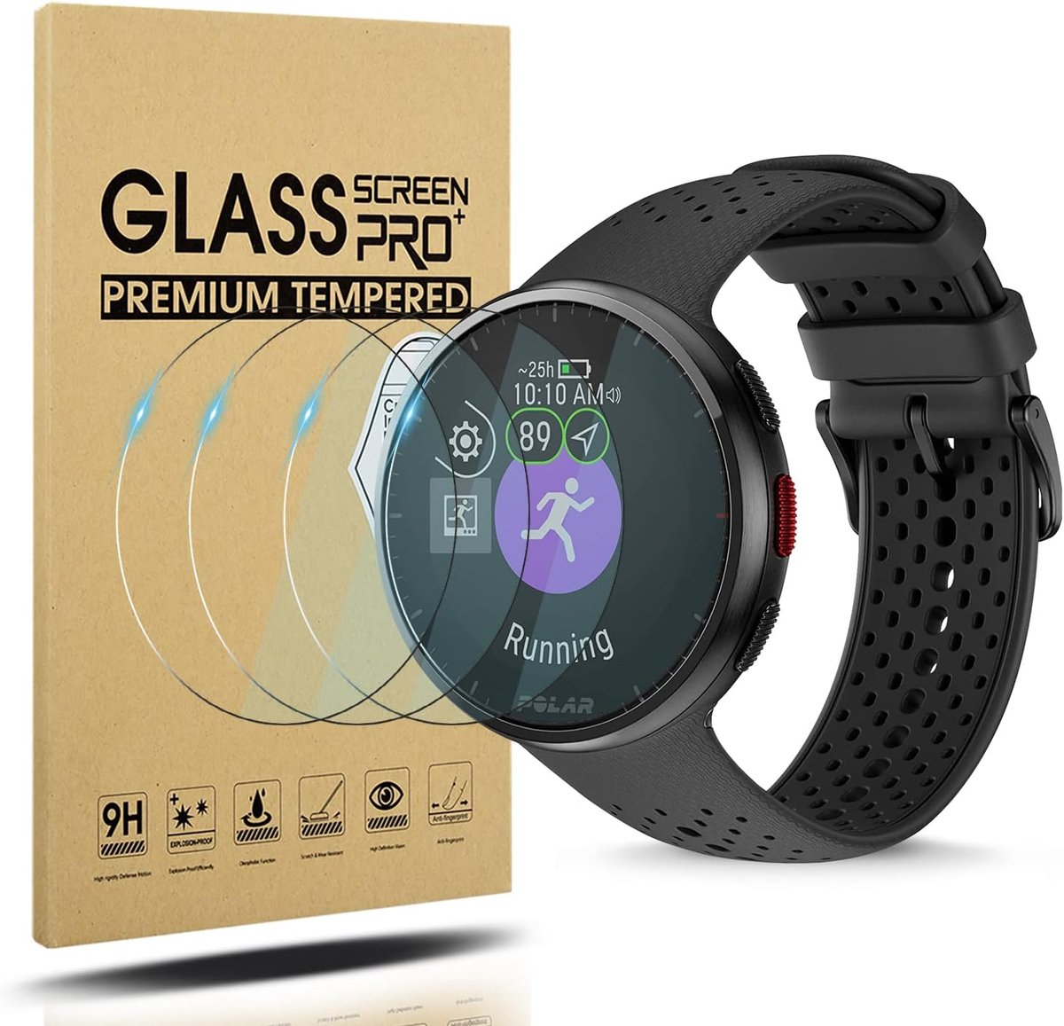 Schermbeschermer 4 stuks - HD gehard glas - anti-kras - zonder luchtbellen - voor Polar Pacer Pro
